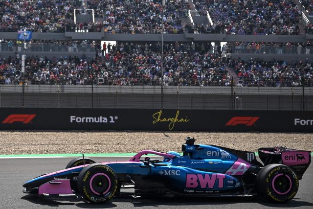 Alpine's French driver Pierre Gasly drives during a practice session ahead of the Formula One Chinese Grand Prix at the Shanghai International Circuit in Shanghai on March 13, 2026. (Photo by JADE GAO / AFP)