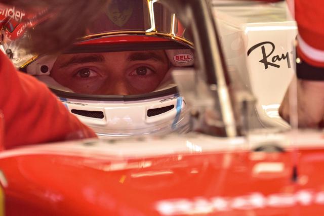 Ferrari's Monegasque driver Charles Leclerc prepares to take part in a practice session ahead of the Formula One Chinese Grand Prix at the Shanghai International Circuit in Shanghai on March 13, 2026. (Photo by Hector RETAMAL / AFP)