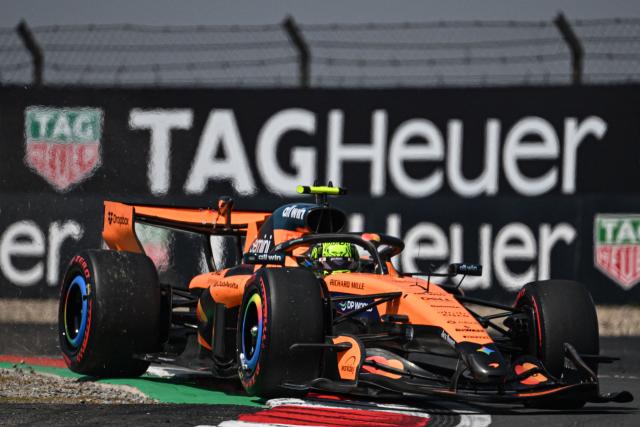 McLaren's British driver Lando Norris drives during the first practice session of the Formula One Chinese Grand Prix at the Shanghai International Circuit in Shanghai on March 13, 2026. (Photo by Jade GAO / AFP)