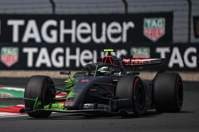 Audi's Brazilian driver Gabriel Bortoleto drives during the first practice session of the Formula One Chinese Grand Prix at the Shanghai International Circuit in Shanghai on March 13, 2026. (Photo by Jade GAO / AFP)