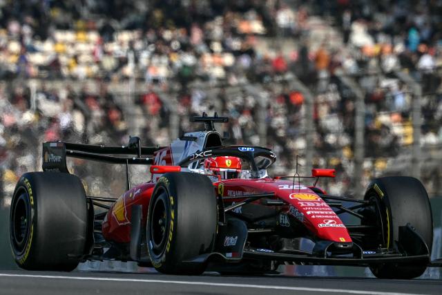 Ferrari's Monegasque driver Charles Leclerc drives during the sprint qualifying session ahead of the Formula One Chinese Grand Prix at the Shanghai International Circuit in Shanghai on March 13, 2026. (Photo by Greg Baker / AFP)