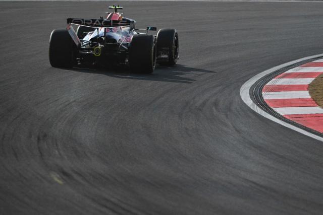Red Bull Racing's French driver Isack Hadjar drives during the sprint qualifying session ahead of the Formula One Chinese Grand Prix at the Shanghai International Circuit in Shanghai on March 13, 2026. (Photo by Hector RETAMAL / AFP)