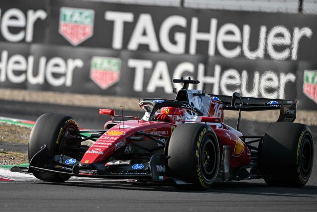 Ferrari's Monegasque driver Charles Leclerc drives during the sprint qualifying session ahead of the Formula One Chinese Grand Prix at the Shanghai International Circuit in Shanghai on March 13, 2026. (Photo by Hector RETAMAL / AFP)