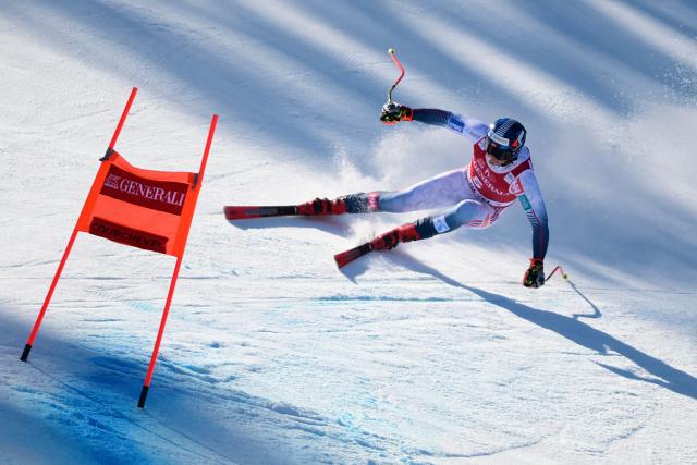 Norway's Adrian Smiseth Sejersted competes in the Men's Downhill event of the FIS Alpine World Cup in Courchevel in the French Alps on March 13, 2026. (Photo by Olivier CHASSIGNOLE / AFP)