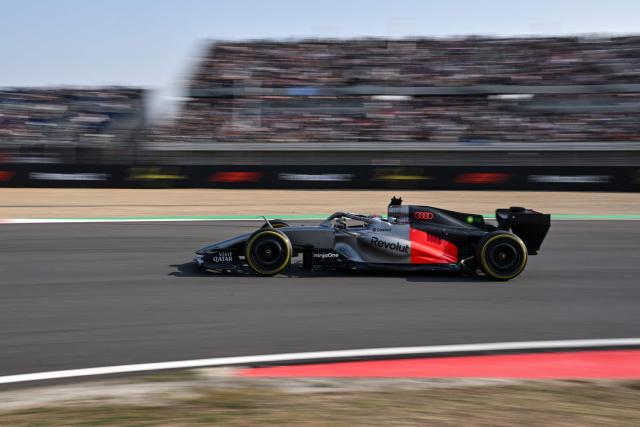Audi's German driver Nico Hulkenberg drives during the sprint qualifying session ahead of the Formula One Chinese Grand Prix at the Shanghai International Circuit in Shanghai on March 13, 2026. (Photo by Hector RETAMAL / AFP)