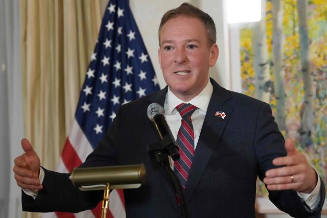 Lee Zeldin, Environmental Protection Agency Administrator, delivers a speech at the reception of the Indo-Pacific Energy Security Ministerial and Business Forum at the US ambassador's residence in Tokyo March 13, 2026. (Photo by Eugene Hoshiko / POOL / AFP)