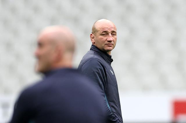 England's head coach Steve Borthwick arrives for the captain's run training session at the Stade de France in Saint-Denis, outside Paris, on March 13, 2026, on the eve of the Six Nations rugby union international match between France and England. (Photo by FRANCK FIFE / AFP)
