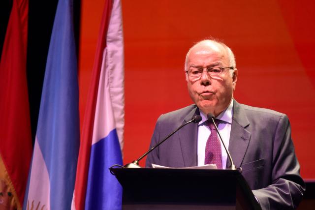 Brazil's Foreign Minister Mauro Vieira delivers a speech during the Inter-American-Development Bank (IDB) Group Annual Meeting in Asuncion on March 13, 2026. (Photo by DANIEL DUARTE / AFP)