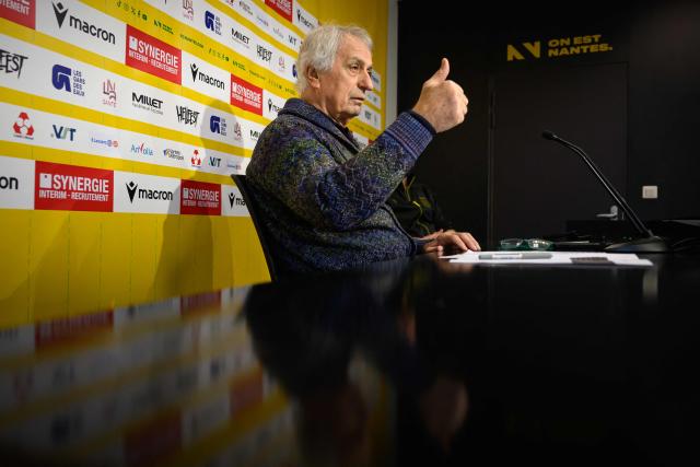 Nantes' newly appointed Bosnian head coach Vahid Halilhodzic attends a press conference at the Joneliere FC Nantes headquarters in La Chapelle-sur-Erdre on March 13, 2026. (Photo by Loic VENANCE / AFP)