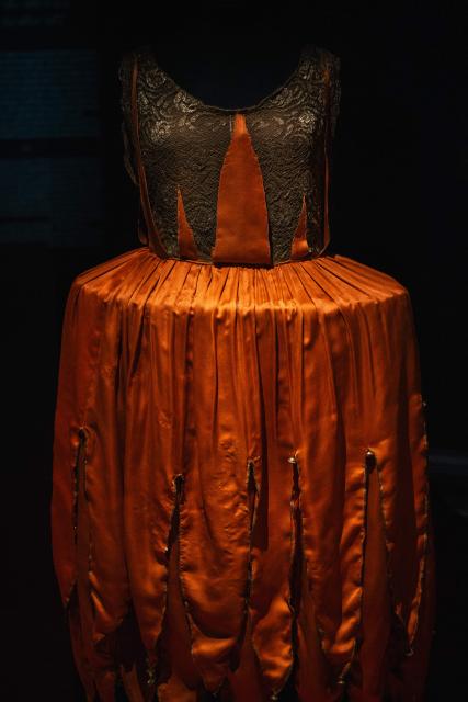 This picture shows a Fancy dress for the part of La Folie, circa 1925, displayed during the exhibition "Fashion in the 18th Century, A Fantasized Legacy" at the Galliera Palais fashion museum in Paris on March 13, 2026. The exhibition runs from March 14, 2026, to July 12, 2026. (Photo by Dimitar DILKOFF / AFP)