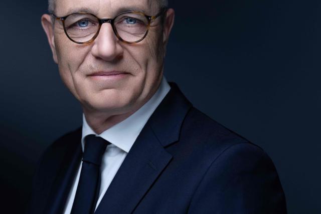 Valeo's Chief Executive Officer Christophe Périllat poses during a photo session in Paris on March 11, 2026. (Photo by Joel Saget / AFP)