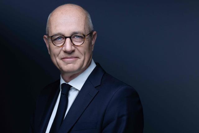 Valeo's Chief Executive Officer Christophe Périllat poses during a photo session in Paris on March 11, 2026. (Photo by Joel Saget / AFP)