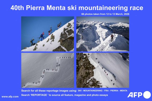 AFP presents a reportage by photographer Arnaud Finistre of 66 photos during the 40th edition of the Pierra-Menta ski-mountaineering race in Areches-Beaufort, southeastern France.

Search for all these reportage images using: SKI - MOUNTAINEERING - FRA - PIERRA - MENTA. Search "REPORTAGE" to source all feature, magazine and photo essays. (Photo by ARNAUD FINISTRE / AFP)