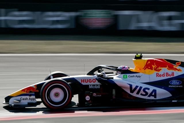 Red Bull Racing's French driver Isack Hadjar drives during the qualifying session ahead of the Formula One Chinese Grand Prix at the Shanghai International Circuit in Shanghai on March 14, 2026. (Photo by Greg Baker / AFP)