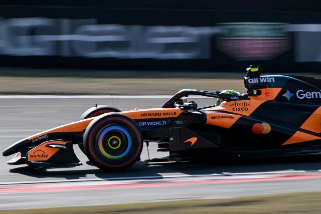 McLaren's British driver Lando Norris drives during the qualifying session ahead of the Formula One Chinese Grand Prix at the Shanghai International Circuit in Shanghai on March 14, 2026. (Photo by Greg Baker / AFP)