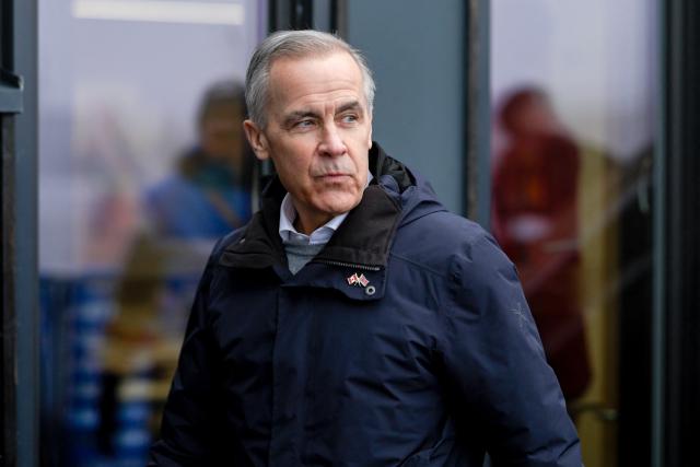 Canadian Prime Minister Mark Carney attends the FIS Cross-Country World Cup in Holmenkollen, Oslo on March 14, 2026. (Photo by Christoffer Andersen / NTB / AFP) / Norway OUT