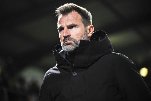 Club Brugge's Croatian coach Ivan Leko looks on before the start Belgian Pro League football match between KVC Westerlo and Club Brugge at the Het Kuipje stadium in Westerlo on March 14, 2026. (Photo by Tom Goyvaerts / Belga / AFP) / Belgium OUT