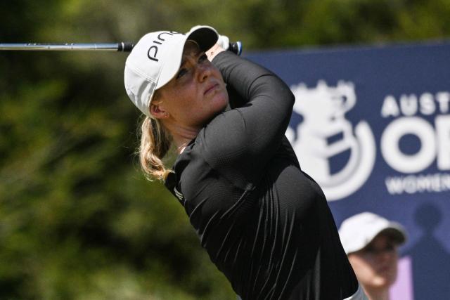 Australia's Cassie Porter hits off a par 3 tee during the final round of the Women's Australian Open Golf Championship in Adelaide on March 15, 2026. (Photo by Brenton Edwards / AFP)