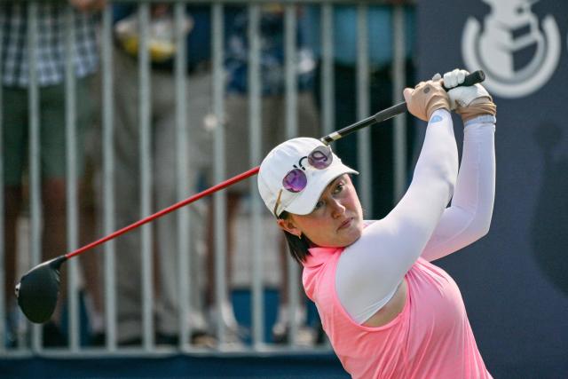 Australia's Karis Davidson tees off during the final round of the Women's Australian Open Golf Championship in Adelaide on March 15, 2026. (Photo by Brenton Edwards / AFP)