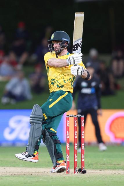 South Africa’s Connor Esterhuizen bats during the first Twenty20 international cricket match between New Zealand and South Africa played at Bay Oval in Mount Maunganui on March 15, 2026. (Photo by Michael Bradley / AFP)