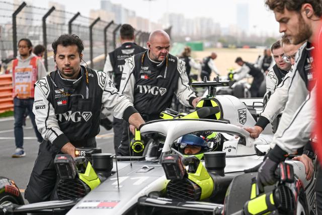 Cadillac's Mexican driver Sergio Perez prepares to take the start of the Formula One Chinese Grand Prix at the Shanghai International Circuit in Shanghai on March 15, 2026. (Photo by Jade Gao / AFP)