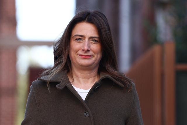 National secretary of French left-wing The Ecologistes party Marine Tondelier arrives to cast her ballot during the first round of France's 2026 municipal elections in Henin-Beaumont, northern France, on March 15, 2026. (Photo by Sameer AL-DOUMY / AFP)
