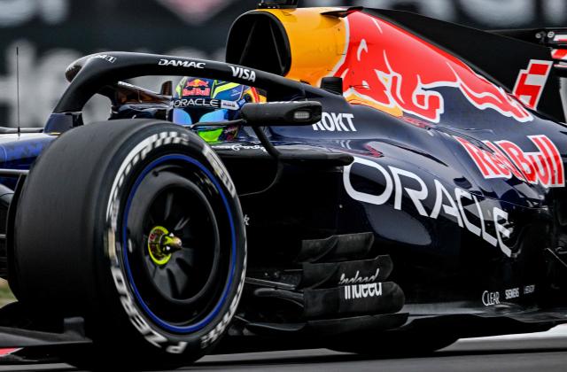 Red Bull Racing's French driver Isack Hadjar drives during the Formula One Chinese Grand Prix at the Shanghai International Circuit in Shanghai on March 15, 2026. (Photo by Hector RETAMAL / AFP)