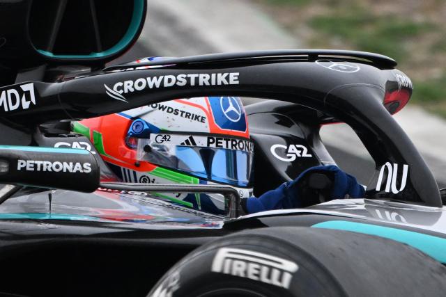 Mercedes' Italian driver Kimi Antonelli drives during the Formula One Chinese Grand Prix at the Shanghai International Circuit in Shanghai on March 15, 2026. (Photo by GREG BAKER / AFP)