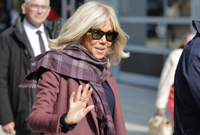 France's first lady Brigitte Macron arrives to vote for the first round of France's 2026 municipal elections in Le Touquet, northern France, on March 15, 2026. (Photo by Ludovic MARIN / AFP)