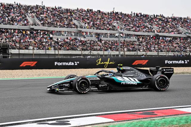 Mercedes' Italian driver Kimi Antonelli drives during the Formula One Chinese Grand Prix at the Shanghai International Circuit in Shanghai on March 15, 2026. (Photo by Hector RETAMAL / AFP)