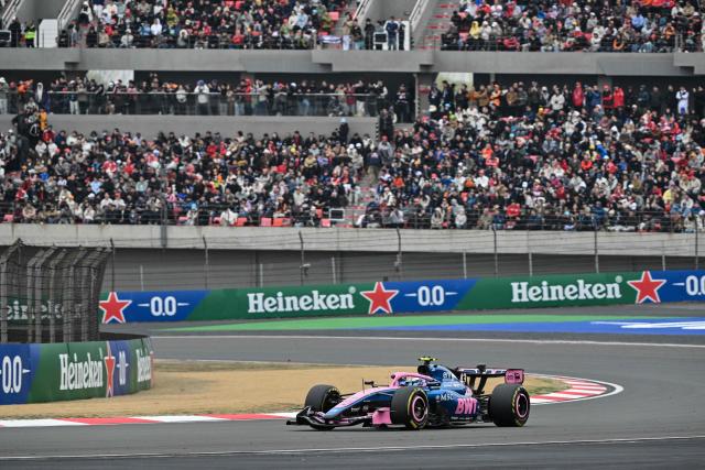 Alpine's Argentine driver Franco Colapinto drives during the Formula One Chinese Grand Prix at the Shanghai International Circuit in Shanghai on March 15, 2026. (Photo by Hector RETAMAL / AFP)