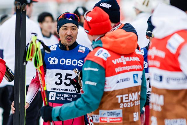 Japan's Akito Watabe is seen after the Men's cross-country race at the FIS Nordic Combined World Cup in Holmenkollen, Oslo, Norway on March 15, 2026. (Photo by Christoffer Andersen / NTB / AFP) / Norway OUT