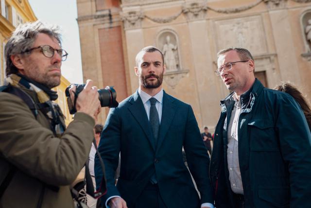Menton's right-wing coalition "Renouveau Mentonnais" (Menton Revival) mayoral candidate, Louis Sarkozy arrives at a polling station to vote during the first round of France's 2026 municipal elections in Menton, southeastern France on March 15, 2026. (Photo by Frederic DIDES / AFP)