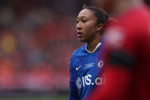 Chelsea's English striker #10 Lauren James looks on during the English Women's League Cup final football match between Chelsea and Manchester United at Ashton Gate stadium in Bristol, south-west England on March 15, 2026. (Photo by Adrian Dennis / AFP)