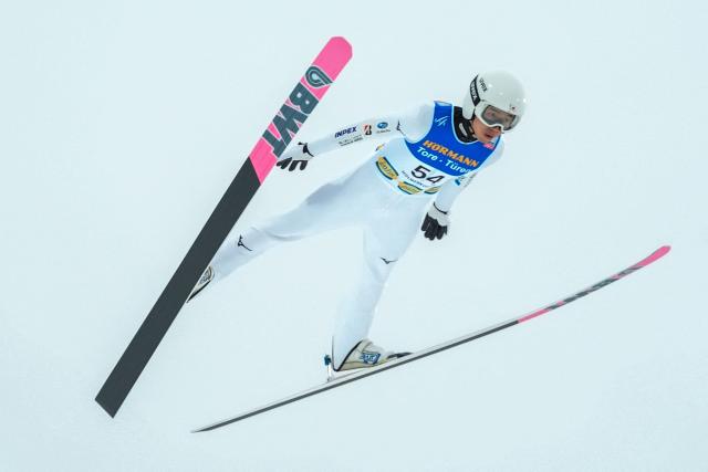 Japan's Naoki Nakamura competes during the Men Individual Large Hill at the FIS Jumping World Cup in Holmenkollen, Oslo, Norway on March 15, 2026. (Photo by Terje Pedersen / NTB / AFP) / Norway OUT