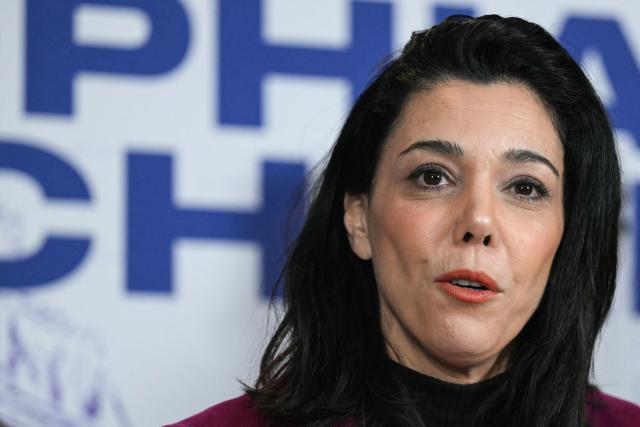 Left-wing La France Insoumise (LFI) mayoral candidate in Paris, Sophia Chikirou delivers a speech following the results of the first round of France's 2026 municipal elections in Paris on March 15, 2026. (Photo by Martin LELIEVRE / AFP)