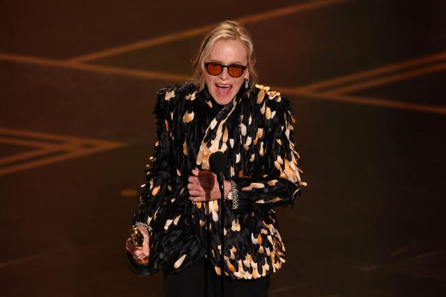 US actress Amy Madigan accepts her Best Actress in a Supporting Role for "Weapons" onstage during the 98th Annual Academy Awards at the Dolby Theatre in Hollywood, California on March 15, 2026. (Photo by Patrick T. Fallon / AFP)