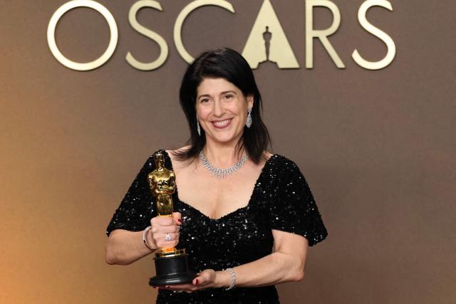US casting director Cassandra Kulukundis poses in the press room with the Oscar for Best Casting for one "One Battle After Another" during the 98th Annual Academy Awards at the Dolby Theatre in Hollywood, California on March 15, 2026. (Photo by VALERIE MACON / AFP)