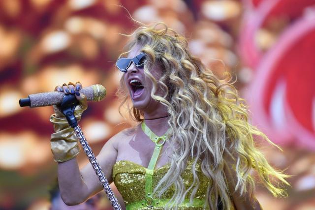 Mexican singer Paulina Rubio performs on stage during the Vive Latino Music Festival at the Hermanos Rodriguez racetrack in Mexico City on March 15, 2026. (Photo by Rodrigo Oropeza / AFP)