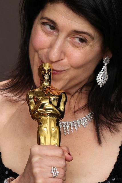 US casting director Cassandra Kulukundis poses in the press room with the Oscar for Best Casting for one "One Battle After Another" during the 98th Annual Academy Awards at the Dolby Theatre in Hollywood, California on March 15, 2026. (Photo by VALERIE MACON / AFP)