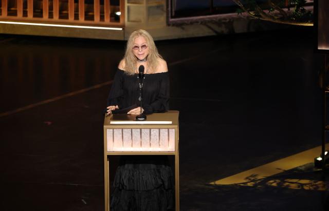 US singer Barbra Streisand speaks during an in memoriam segment onstage during the 98th Annual Academy Awards at the Dolby Theatre in Hollywood, California on March 15, 2026. (Photo by Patrick T. Fallon / AFP)
