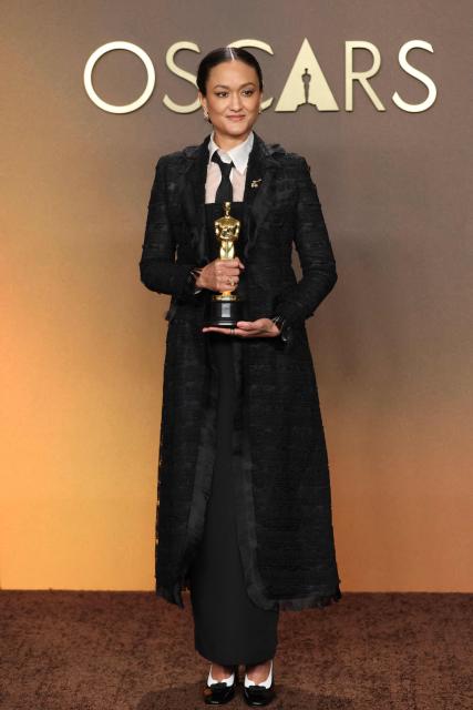 US cinematographer Autumn Durald Arkapaw poses in the press room with the Oscar for Best Cinematography for "Sinners" during the 98th Annual Academy Awards at the Dolby Theatre in Hollywood, California on March 15, 2026. (Photo by VALERIE MACON / AFP)