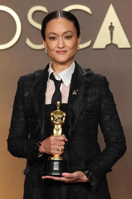 US cinematographer Autumn Durald Arkapaw poses in the press room with the Oscar for Best Cinematography for "Sinners" during the 98th Annual Academy Awards at the Dolby Theatre in Hollywood, California on March 15, 2026. (Photo by VALERIE MACON / AFP)