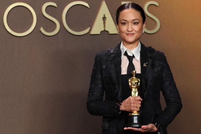 US cinematographer Autumn Durald Arkapaw poses in the press room with the Oscar for Best Cinematography for "Sinners" during the 98th Annual Academy Awards at the Dolby Theatre in Hollywood, California on March 15, 2026. (Photo by VALERIE MACON / AFP)
