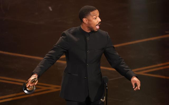 US actor Michael B. Jordan accepts the award for Best Actor in a Leading Role for "Sinners" onstage during the 98th Annual Academy Awards at the Dolby Theatre in Hollywood, California on March 15, 2026. (Photo by Patrick T. Fallon / AFP)