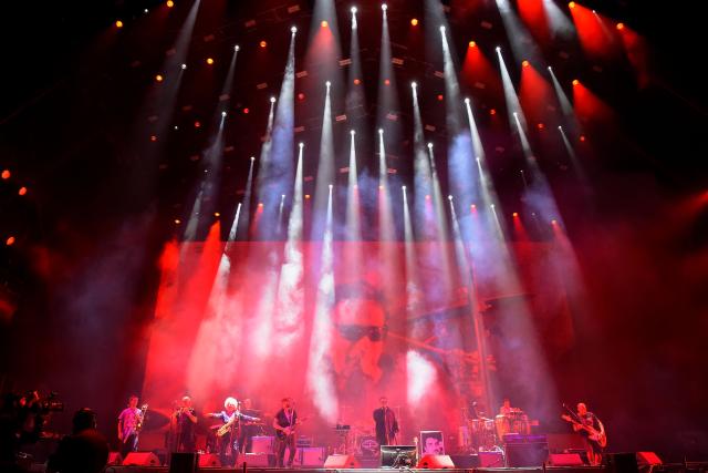 Argentine band Los Fabulosos Cadillacs perform on stage during the Vive Latino Music Festival at the Hermanos Rodriguez racetrack in Mexico City on March 15, 2026. (Photo by Rodrigo Oropeza / AFP)