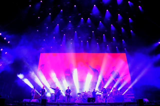 Argentine band Los Fabulosos Cadillacs perform on stage during the Vive Latino Music Festival at the Hermanos Rodriguez racetrack in Mexico City on March 15, 2026. (Photo by Rodrigo Oropeza / AFP)