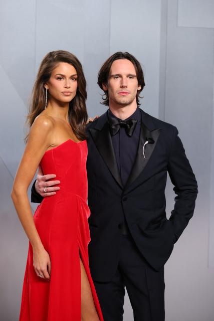 US model Kaia Gerber (L) and US actor Cory Michael Smith attend the Vanity Fair Oscar Party at the Los Angeles County Museum of Art (LACMA) in Los Angeles on March 15, 2026. (Photo by Jean Baptiste Lacroix / AFP)