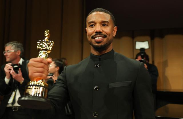US actor Michael B. Jordan holds his Oscar for Best Actor in a Leading Role for "Sinners" as he attends the 98th Annual Academy Awards Governors Ball at the Dolby Theatre in Hollywood, California on March 15, 2026. (Photo by ANGELA WEISS / AFP)