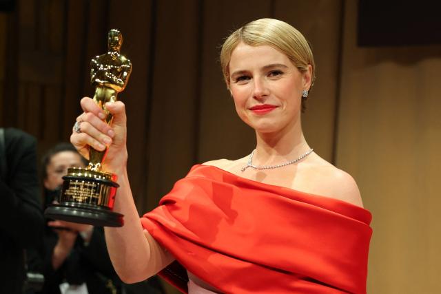 Irish actress Jessie Buckley holds her Oscar for Best Actress in a Leading Role for "Hamnet" as she attends the 98th Annual Academy Awards Governors Ball at the Dolby Theatre in Hollywood, California on March 15, 2026. (Photo by ANGELA WEISS / AFP)